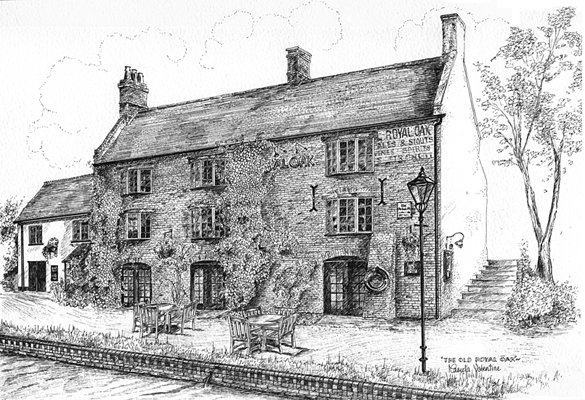 Commissioned Pen and ink illustration, Portrayal of the canal side location of the pub