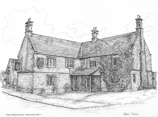 Commissioned Pen and ink illustration, Blending a modern entrance onto an old stone coaching inn