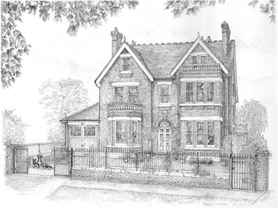 Commission, Pen and Ink View, impossible to depict without using artistic licence