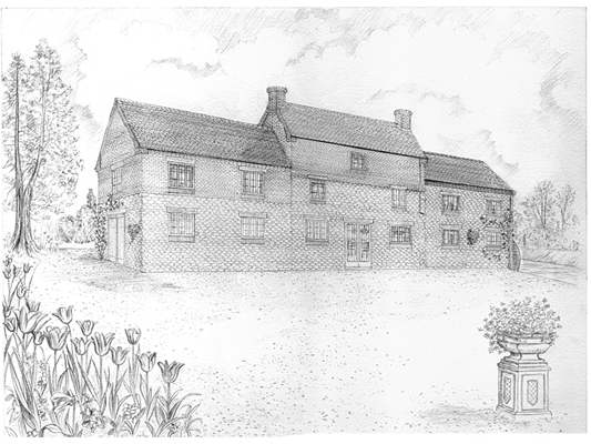 Commissioned Pencil illustration of Water mill / proposed home for planning permission from architectural plans