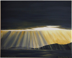 "Sun Rays, Red Wharf Bay - Anglesey" Acrylic painting on 30" x 24" canvas FOR SALE
